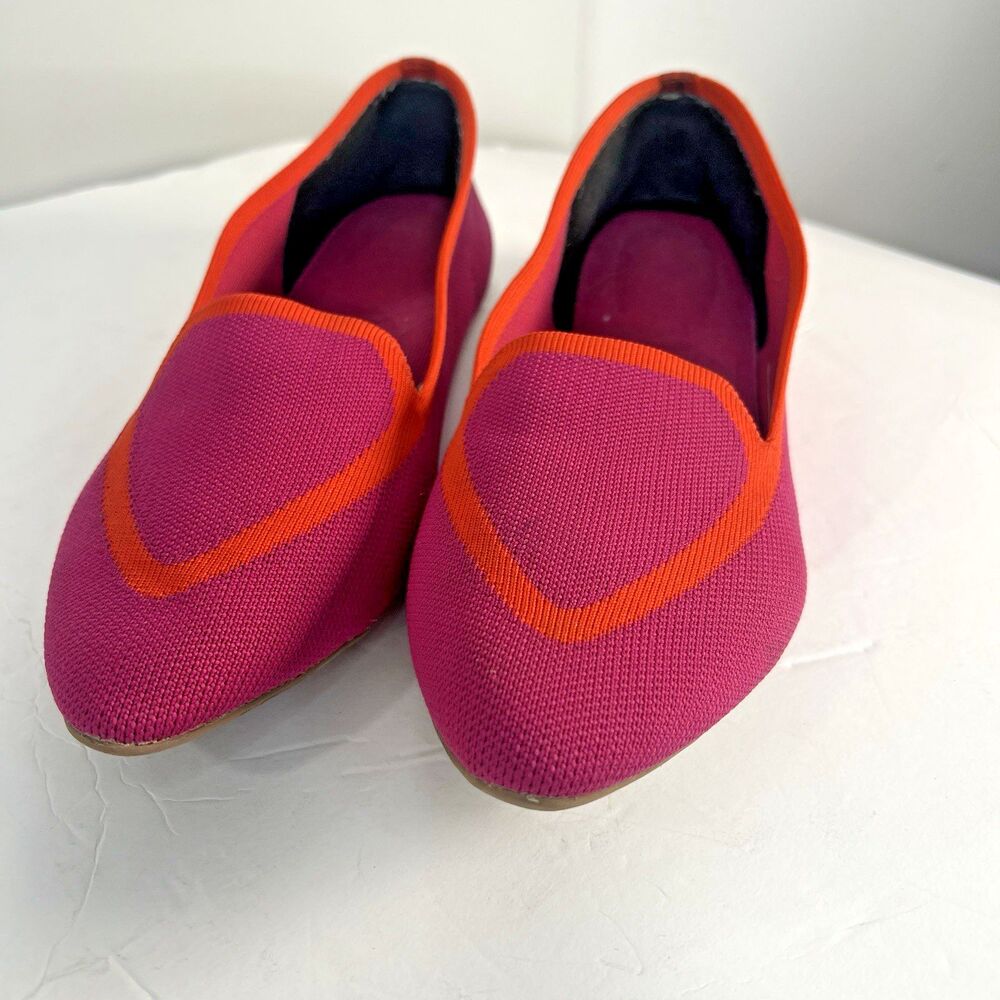 Birdies Blackbird Two Tone Slip On Flats Pink Orange Stretch Washable Size 10 - Picture 3 of 14